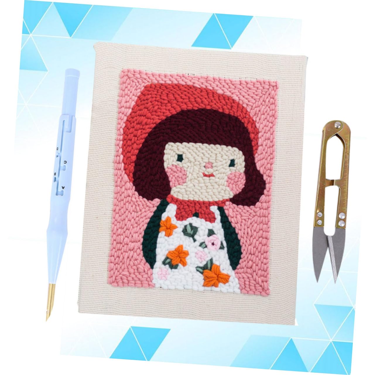 Angoily Kit De Base De Bordado Cuadrada Punzón Para Bordar Incluye Hilos y Accesorios Para Manualidades De Bricolaje Hecho Mano Para Regalar Eventos De Artesanía De Niña