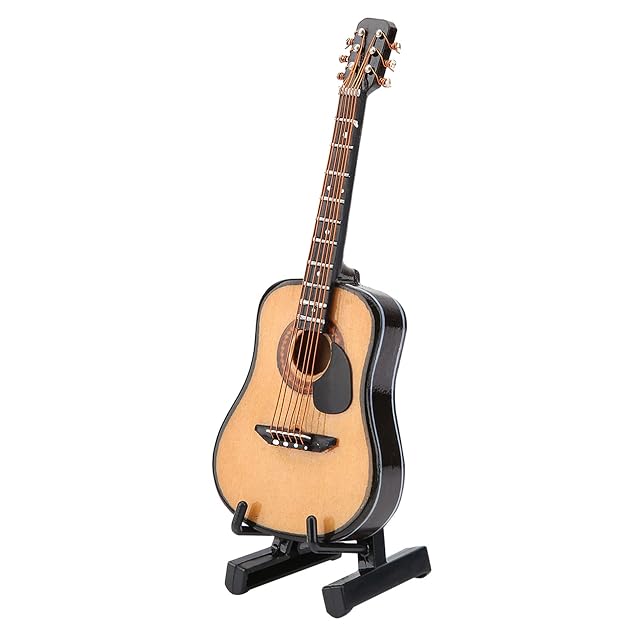 Foto 2 de 2 de Garosa Miniatura Guitarra de Madera, Modelo Decorativo para Casa de Muñecas