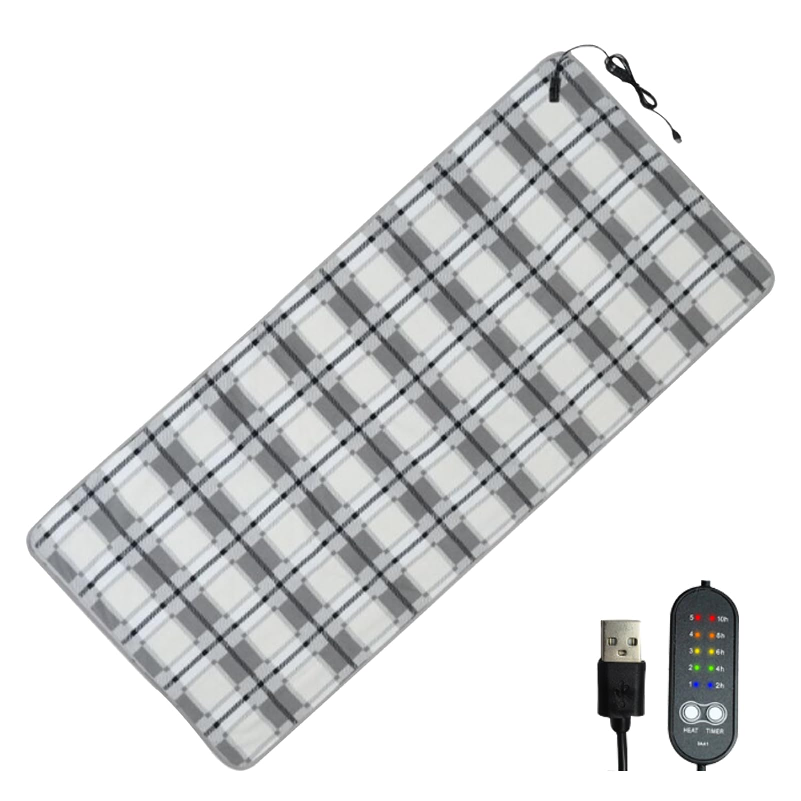 Coperta riscaldante elettrica senza fili, Coperta termica elettrica USB 5 temperature timer 2-10h coperta termica riscaldamento rapido per pausa pranzo in ufficio, viaggio (Black, 160x80cm)