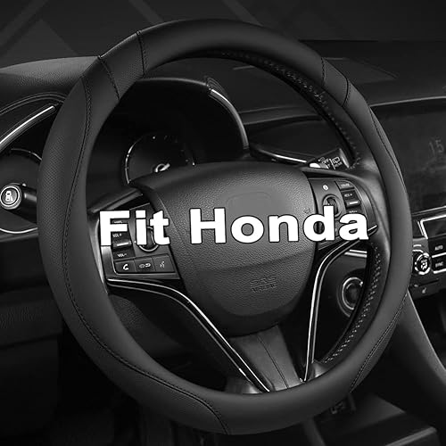 West Llama Funda personalizada para volante de automóvil para Honda Civic, CR-Z, Insight, S2000, 14 a 14.25 pulgadas (negro, tamaño pequeño)