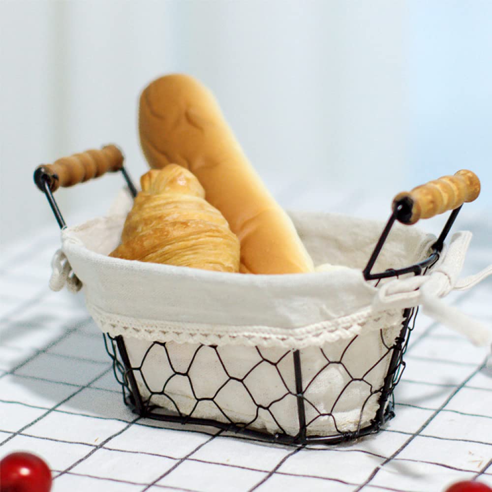 Cesta de Almacenamiento portátil Multifuncional de Estilo nórdico con Forro de Lino para Verduras, Huevos, comestibles, Frutas-Oval