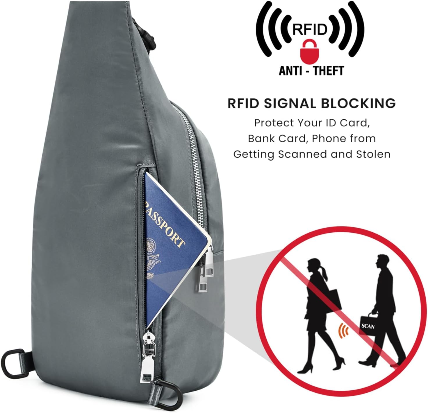 G4Free Sling Bag RFID Blocking Crossbody Sling Backpack Small Shoulder Chest Bag Daypack with Earphone Hole Men Women Hiking - Image 2