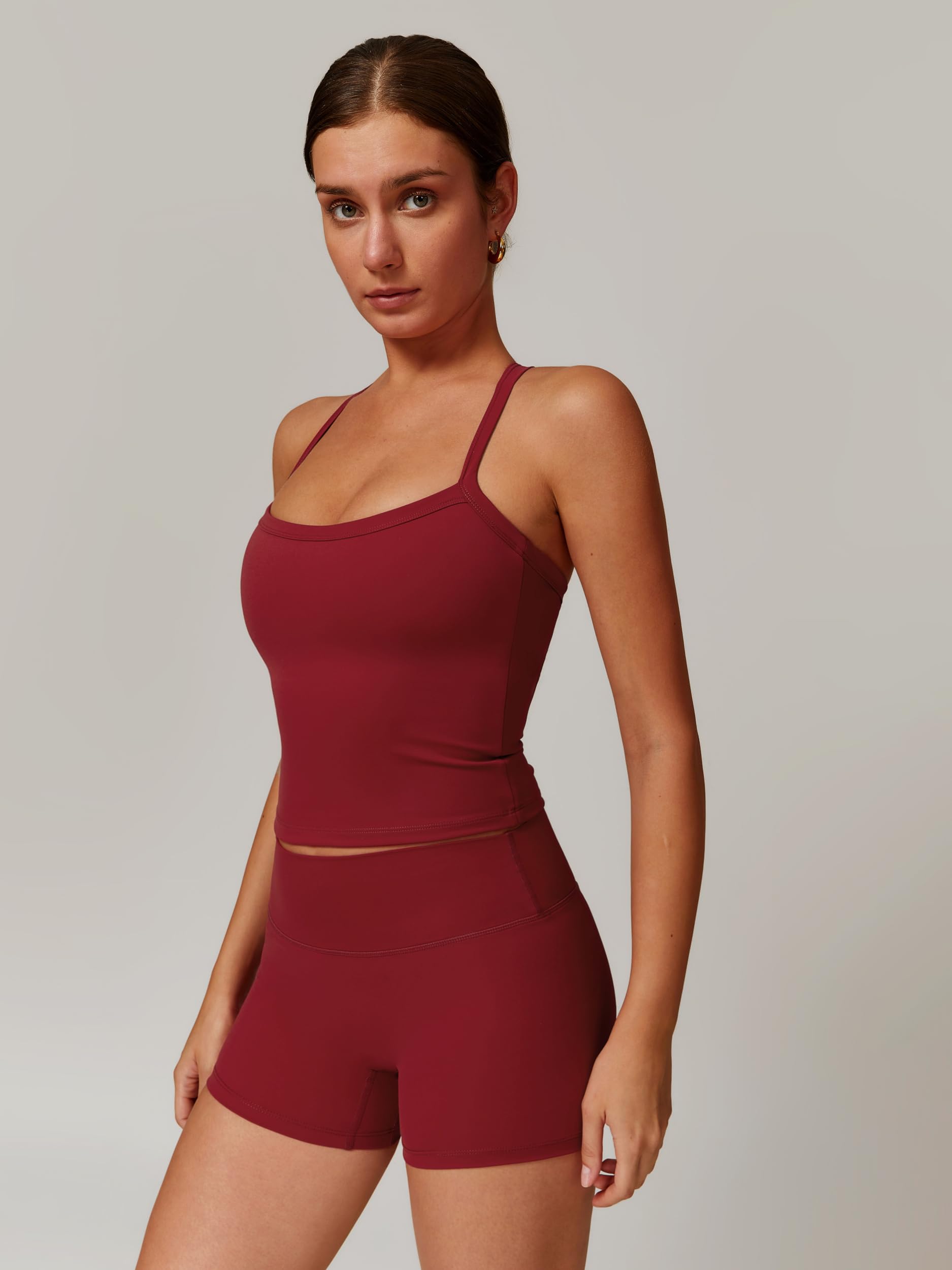 Odizli Sport Set Damen Ärmellos Top mit BH + High Waist Shorts Gym Workout Yoga Fitness Outfit