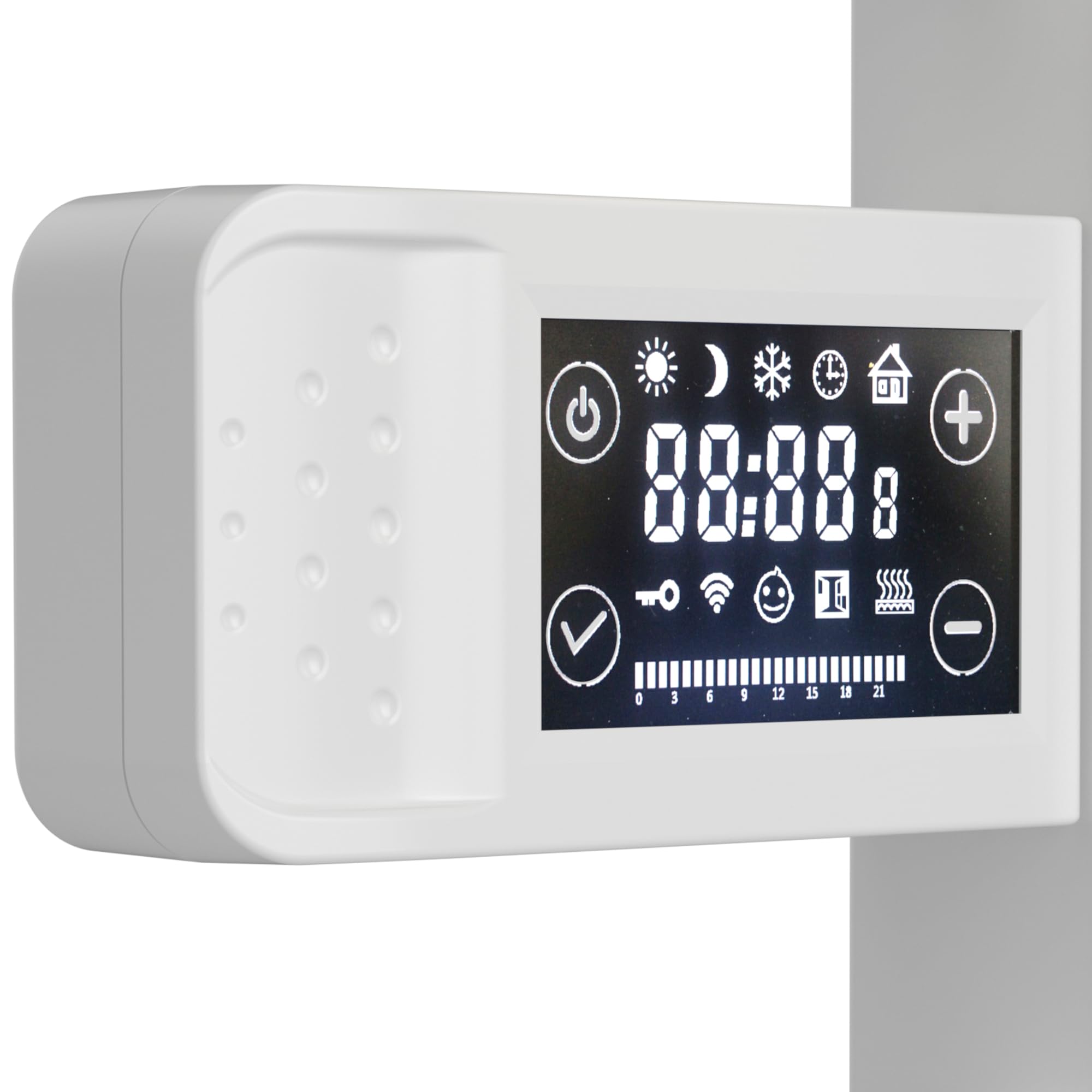 pro.tec Secatoallas Radiador Toallero Eléctrico Mural Secatoallas con 16 Lamas Potencia 500W Modo Confort Eco y Ventana Abierta para Espacios Reducidos Aluminio 120 x 50 cm - Blanco