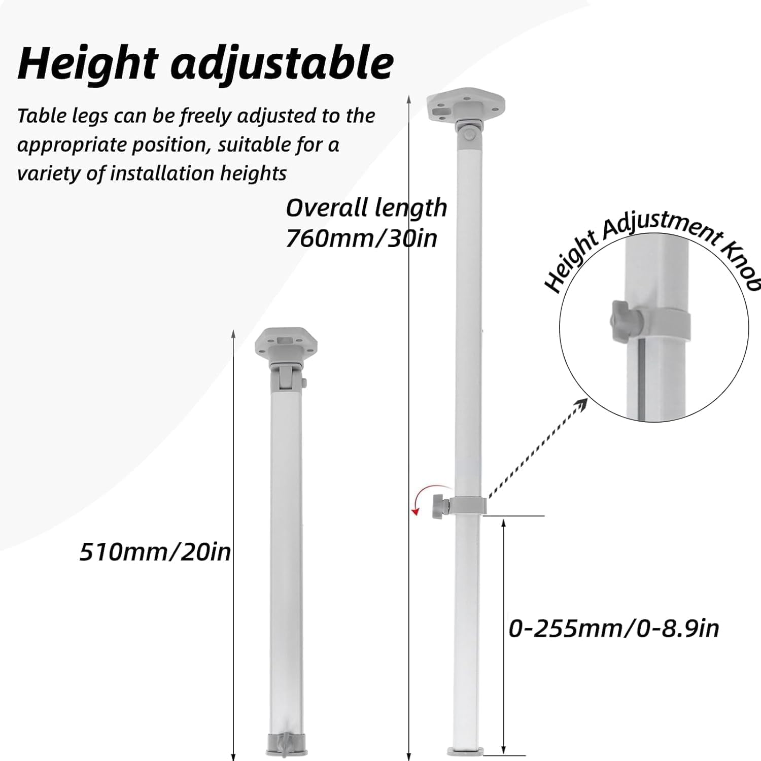 Piedistallo da Tavolo Regolabile Base Tavolo Rimovibile Base Tavolo Base per Gambe Telaio Montaggio 20‑30 Pollici Kit Base Tavolo in Lega di Alluminio per Camper Barca Yacht Camper