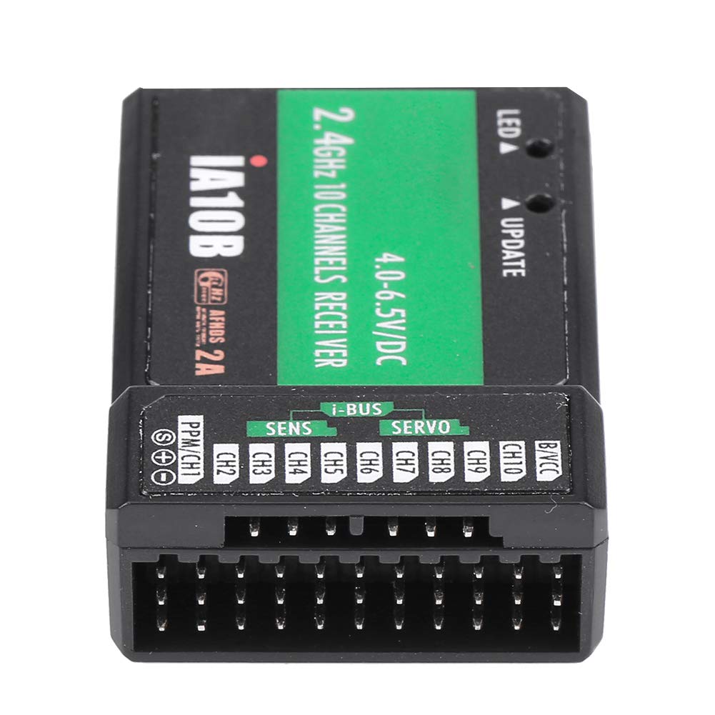 Flysky FS-iA10B Récepteur 2,4 G 10 Canaux avec Port IBus pour Modèles d'avions RC : Plastique Noir
