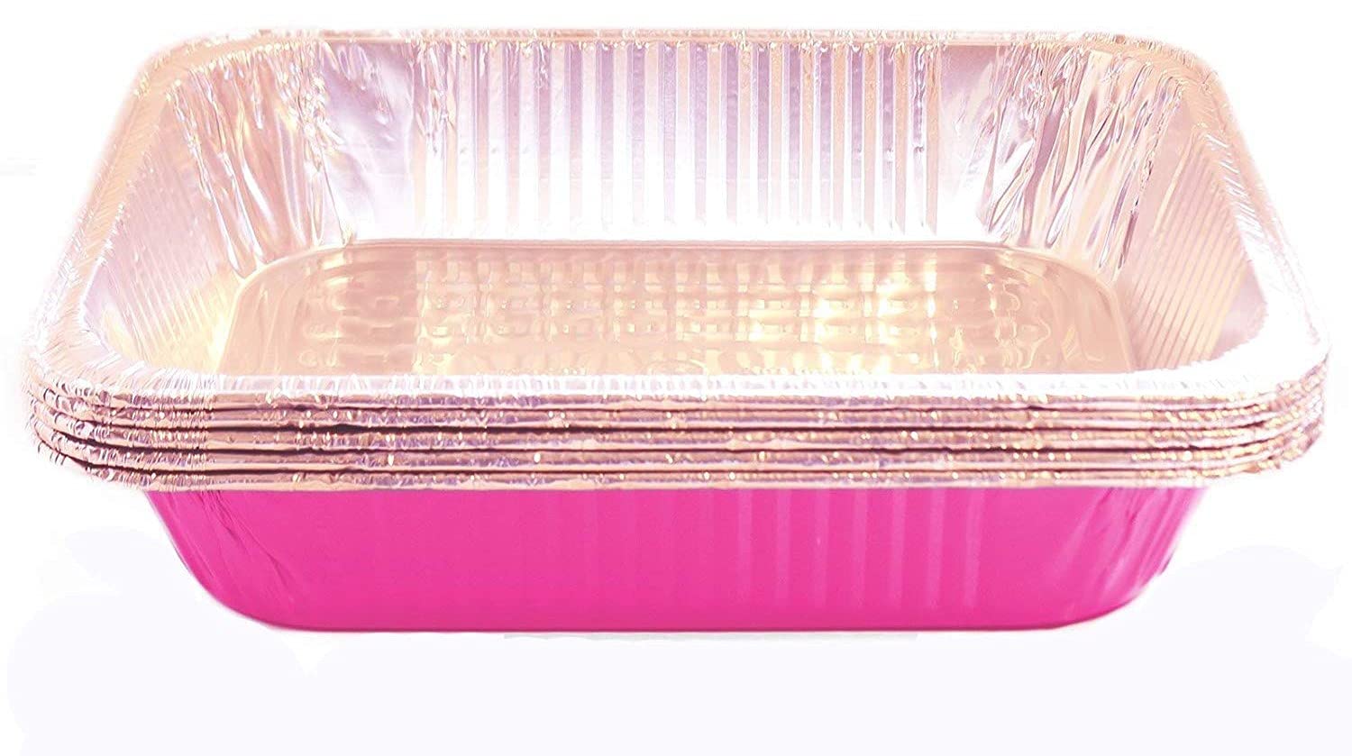 Tiger Chef Full Size Pink Disposable Aluminum Foil Steam Table Baking Pans, 19 5/8in x 11 5/8in x 2 3/16 inches Deep Disposable Chafing Pans 5-Pack