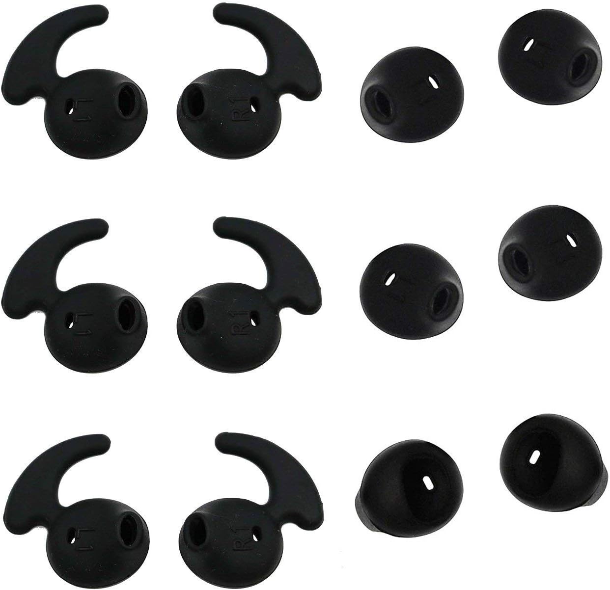 ALXCDReplacement Ear Tips for Level U Headphone S7 Earphones, 6 Pairs Anti-Slip Earbud Tips, [6+6S](Black)