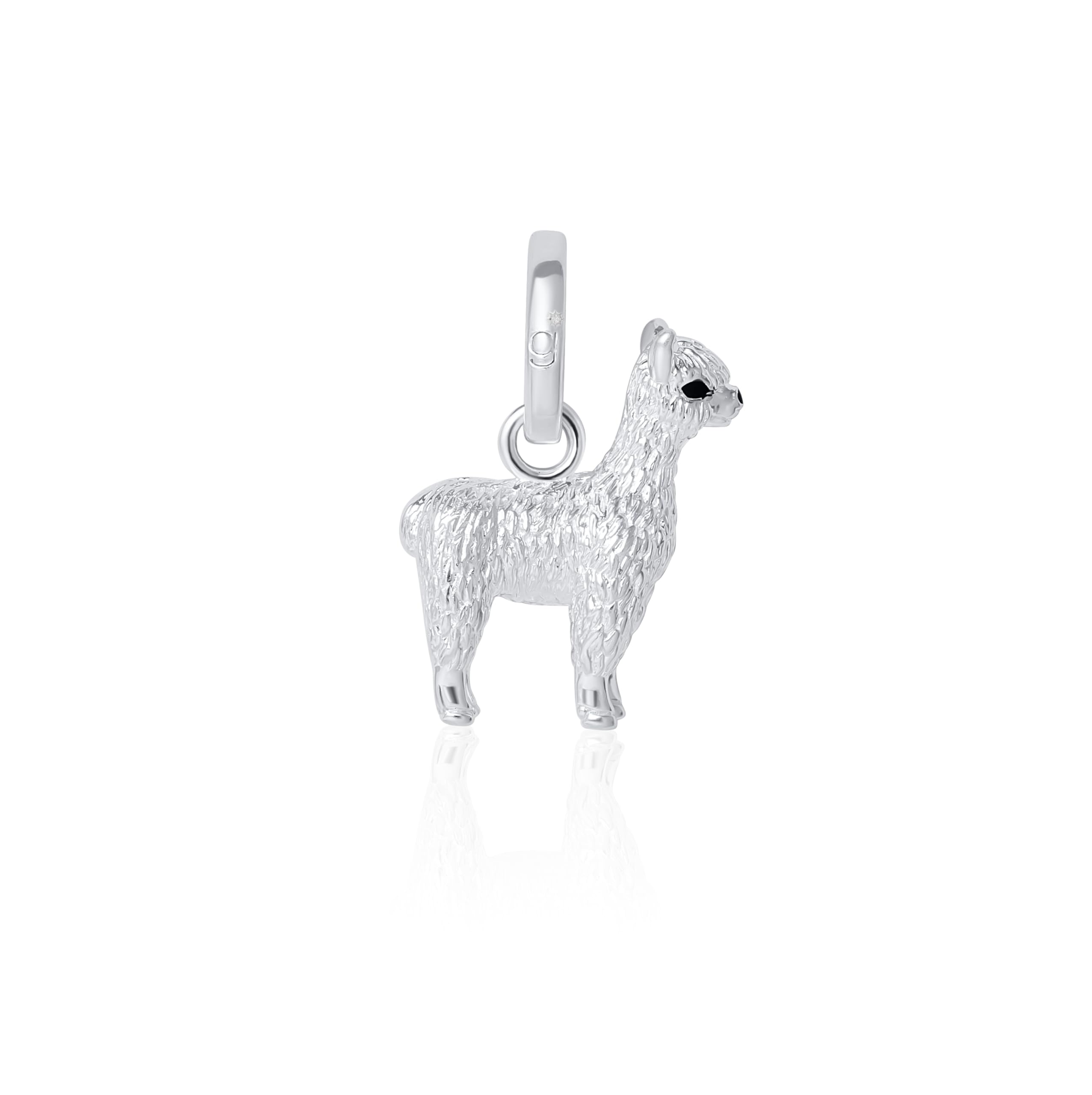 Ciondolo in argento massiccio a forma di alpaca/lama, compatibile con i braccialetti con ciondoli più diffusi