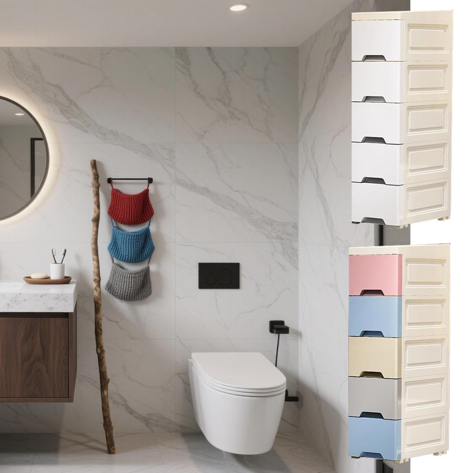 Aufbewahrungsturm – Badezimmerschrank | Hochschrank | Mehrschichtige | Schubladenstruktur, schlankes Design mit vertikalem Layout, Organisationsmöglichkeiten mit großer Kapazität