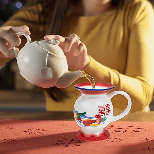 Miniatura 4 de Expresso - Taza de café de cerámica estilo antiguo, taza de cerámica de estilo chino con tapa, taza de agua con forma de olla de cámara, taza con