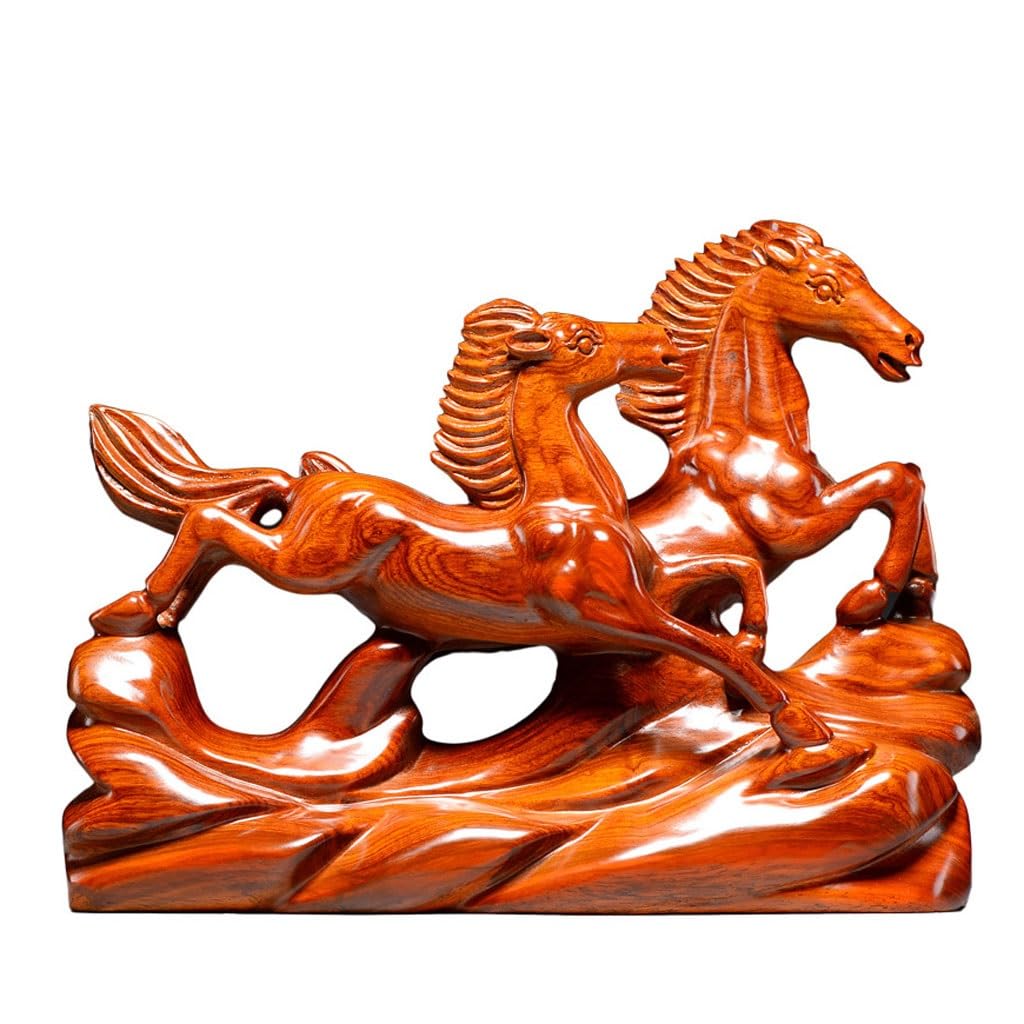 ATREDESES Office Decor Wooden Carving Horse Ornament Solid Wooden Horse Carving Craft Mahogany Horse Ornament Wooden Horse Ornament Home Decor