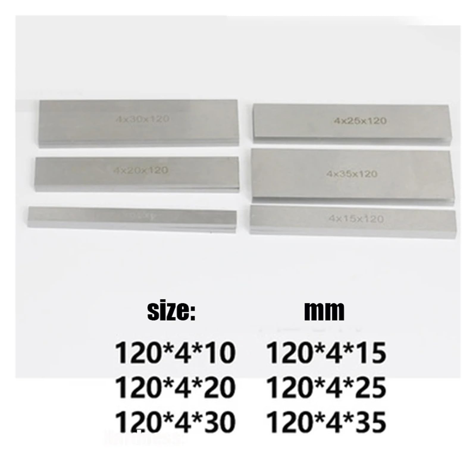 6 par równoległych płytek wzorcowych ze stali stopowej Zestaw płytek frezarskich CNC 120 mm X (10-35 mm) do tokarki imadła Precyzyjny pomiar