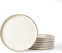 Vista 27 de famiware Star Platos de Ensalada para 6, Juego de Platos de 8 pulgadas, Vajilla de Gres, Platos Pequeños para Postre, Ensalada, Aperitivo, Blanco