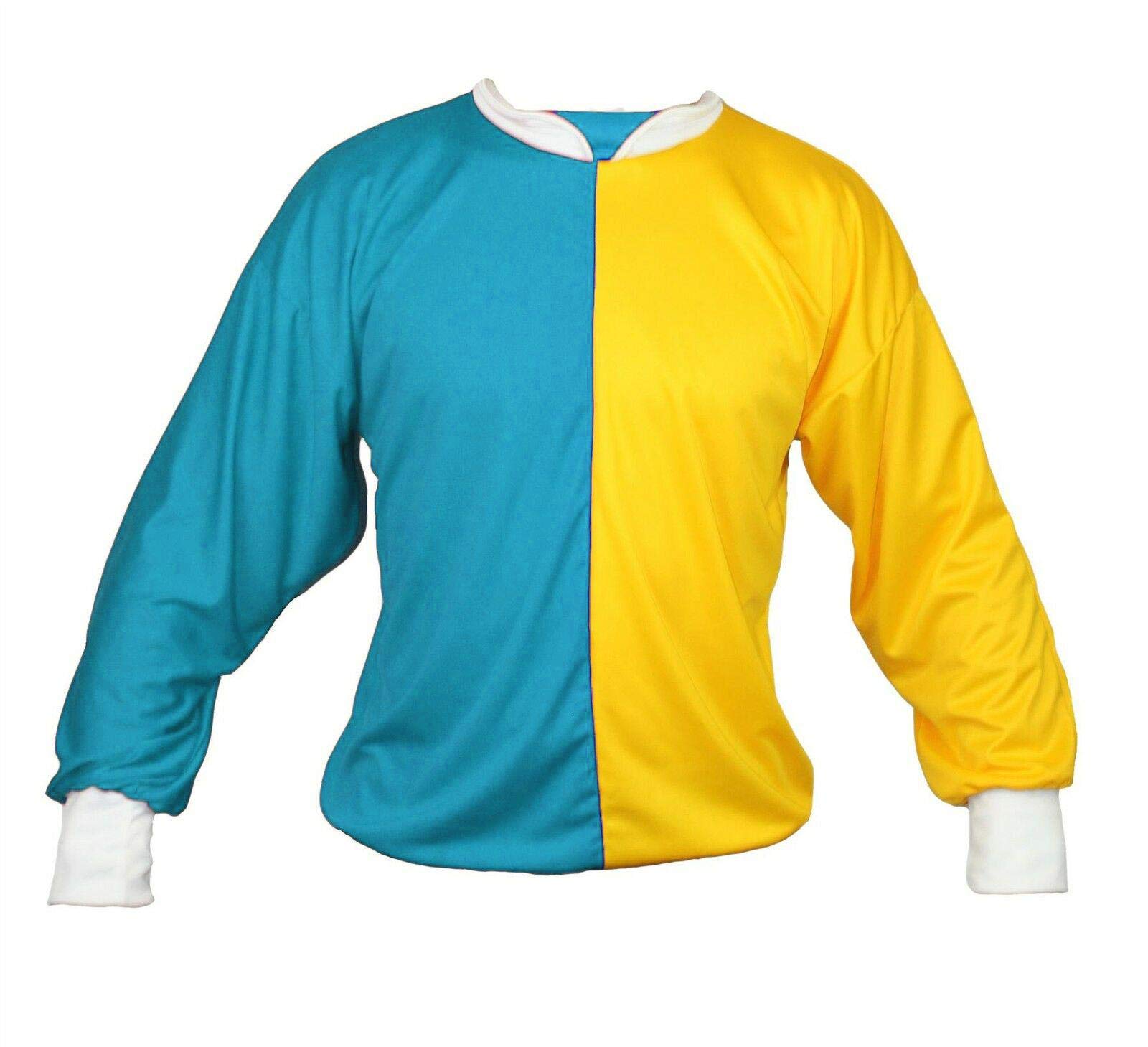 Adults Horse Racing Top Jockey Jersey Silks Colours Equestrian Cheltenham National Fancy Dress [Turqouise & Yellow] — image 1