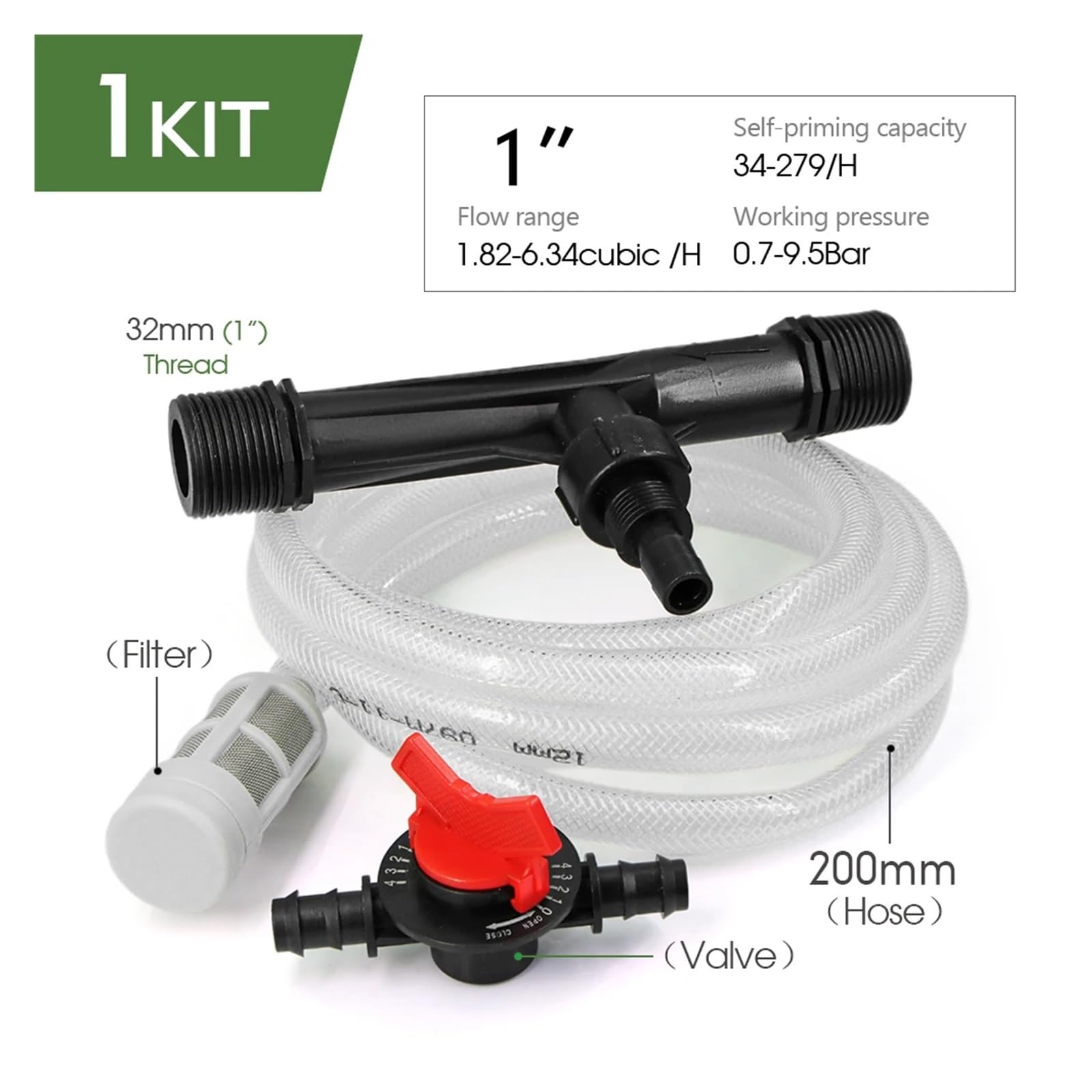 1/2 "3/4" 1" gwint męski zestaw wtryskiwaczy nawozu Venturi do nawadniania rolniczego-system nawadniania szklarni ogrodowej filtr montażowy(F-1kit)