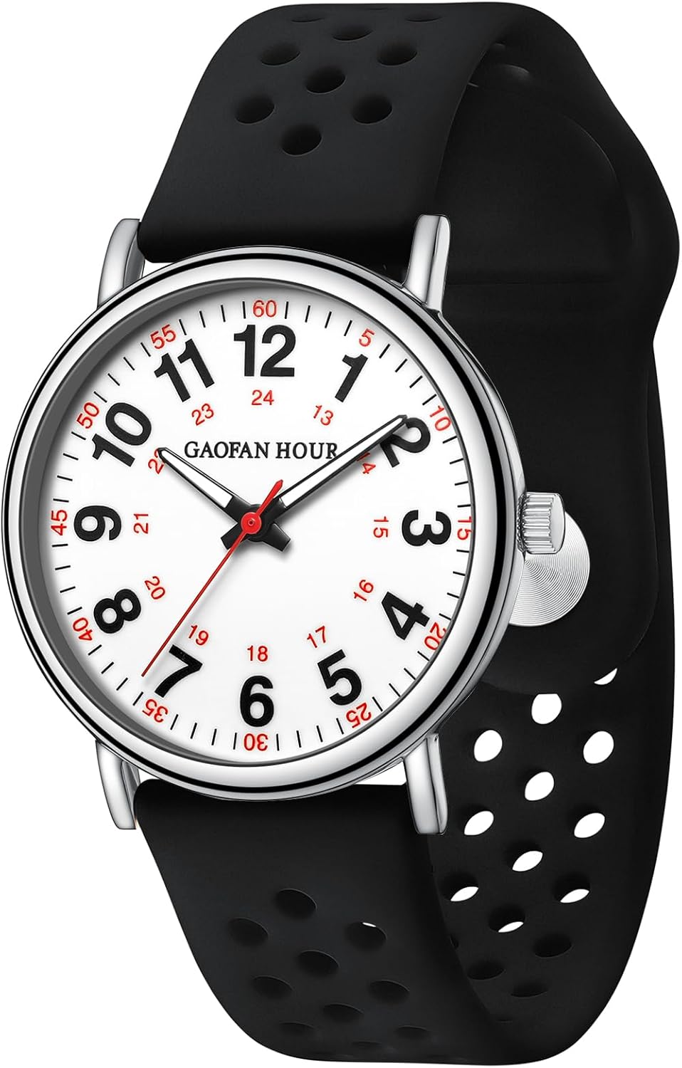 Waterproof Nurse Watch for Medical Professionals,Doctors Nursing Students Women Men,12/24 Hour Military Time,Luminouse Easy Read Dial,Soft and Breathable Silicone Band