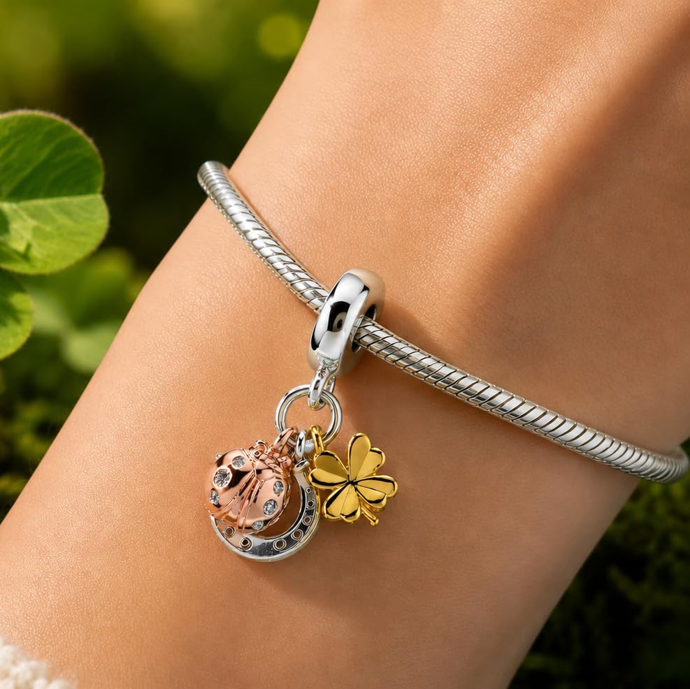 Bracelet souple trèfle vert en argent et zircons de qualité premium - 3