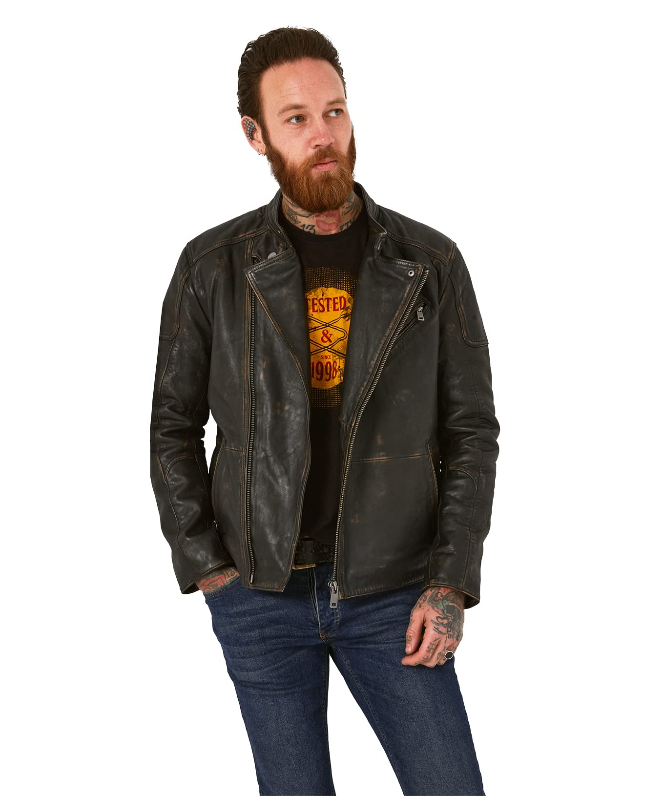 VINTAGE WASHED LEATHER ZIP