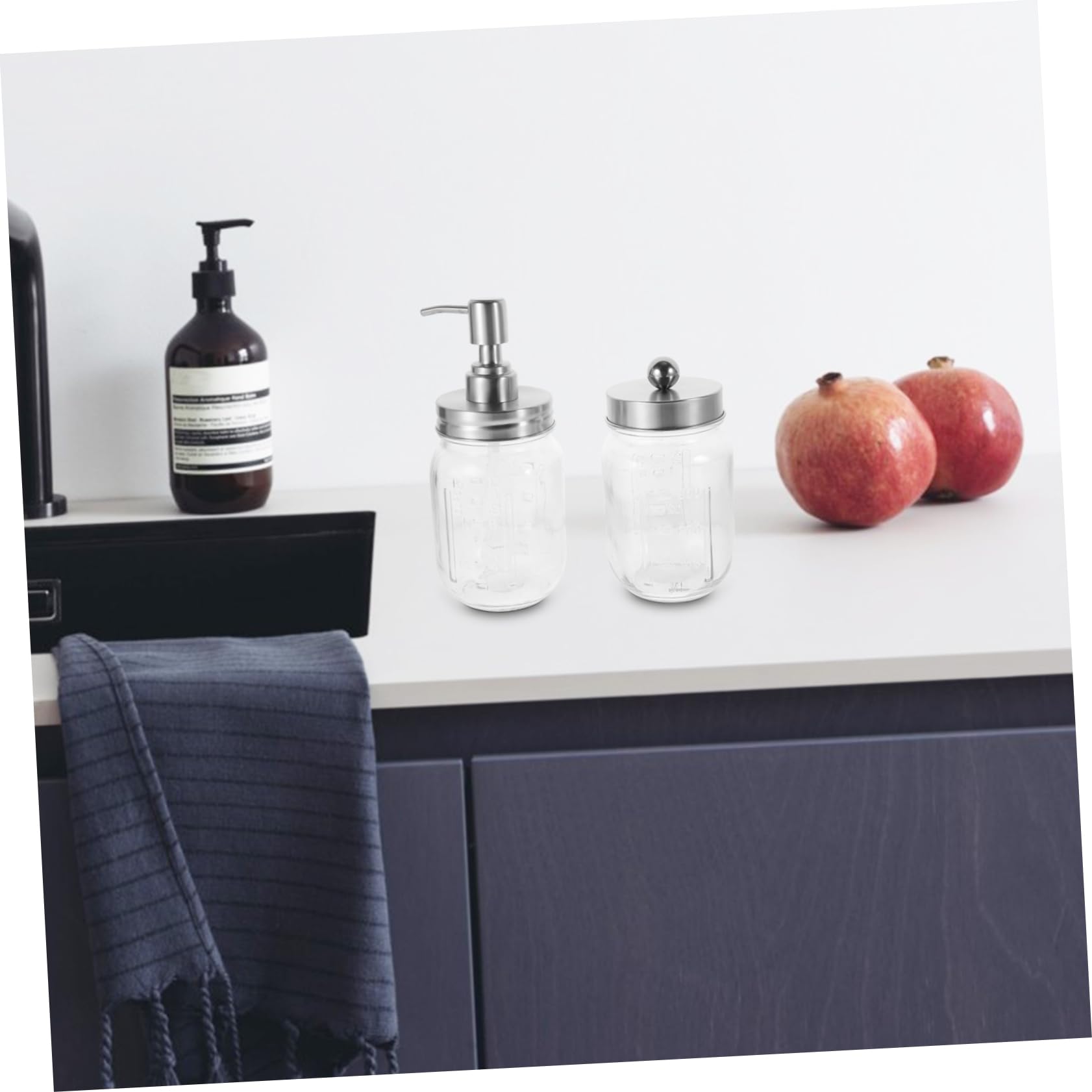 5 Pièces Set D’Accessoires de Salle de Bain et ABS en Verre