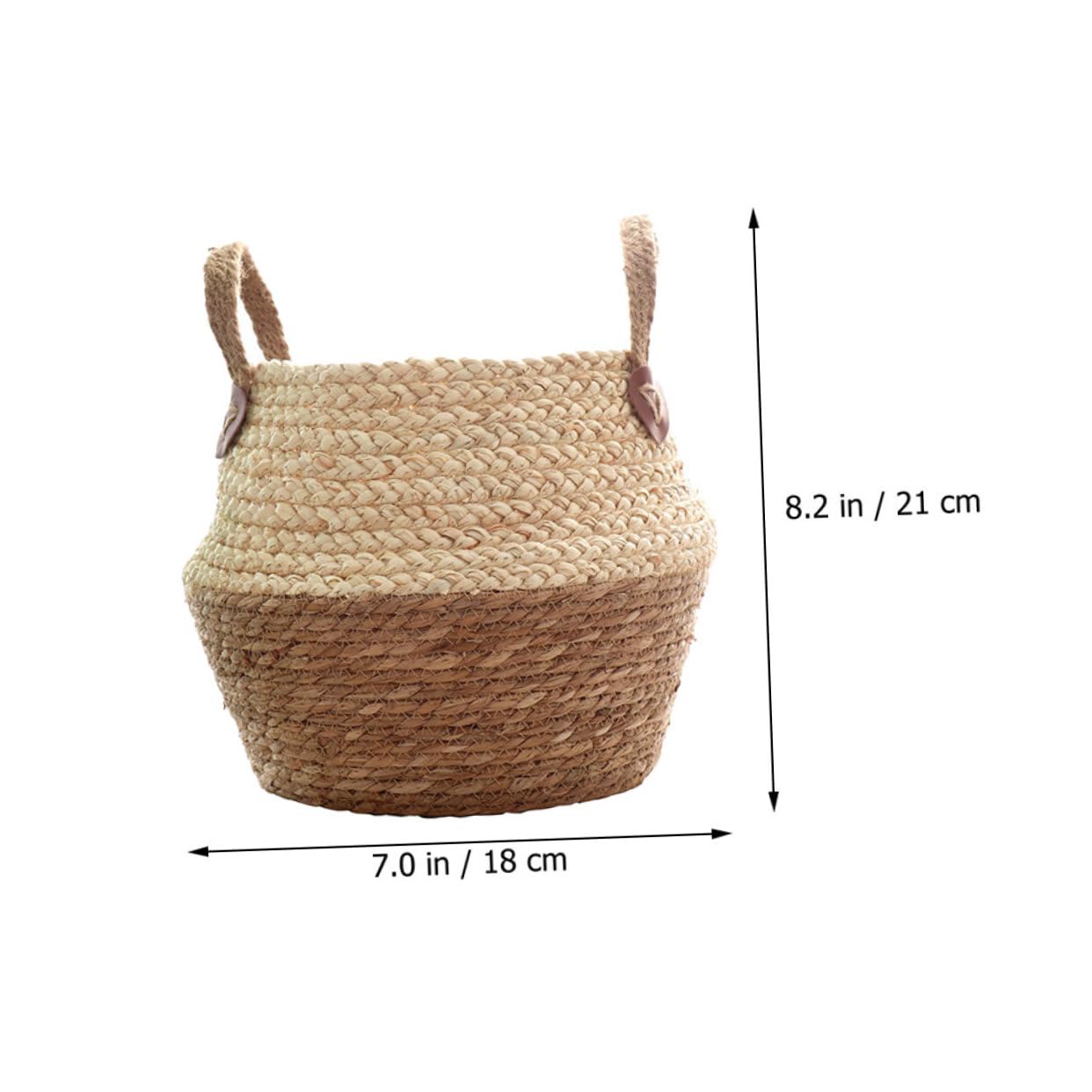 OUNONA Handmade Straw Flower Basket Large Plant Basket Wicker Handles Storage Decor Hand-woven Rustic