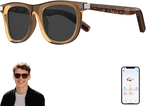 AI Smart Glasses with Wear Detection Auto On/Off Outdoor Mode | Real-Time Translation Glasses in 165+ Languages, UV400 Polarized Bluetooth Smart Sunglasses for Traveling Relaxing, Unisex.