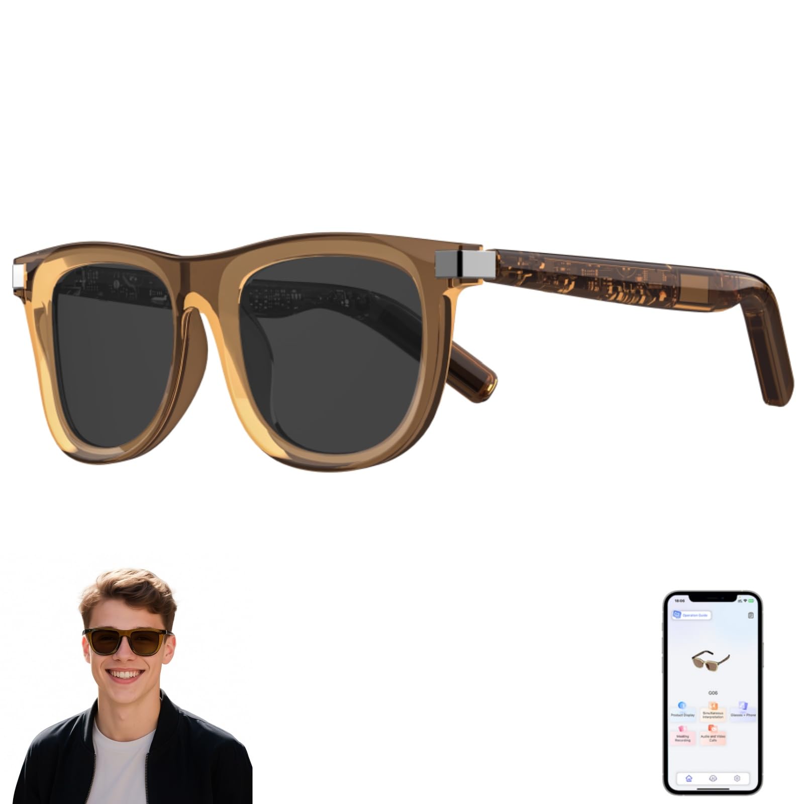 AI Smart Glasses with Wear Detection Auto On/Off Outdoor Mode