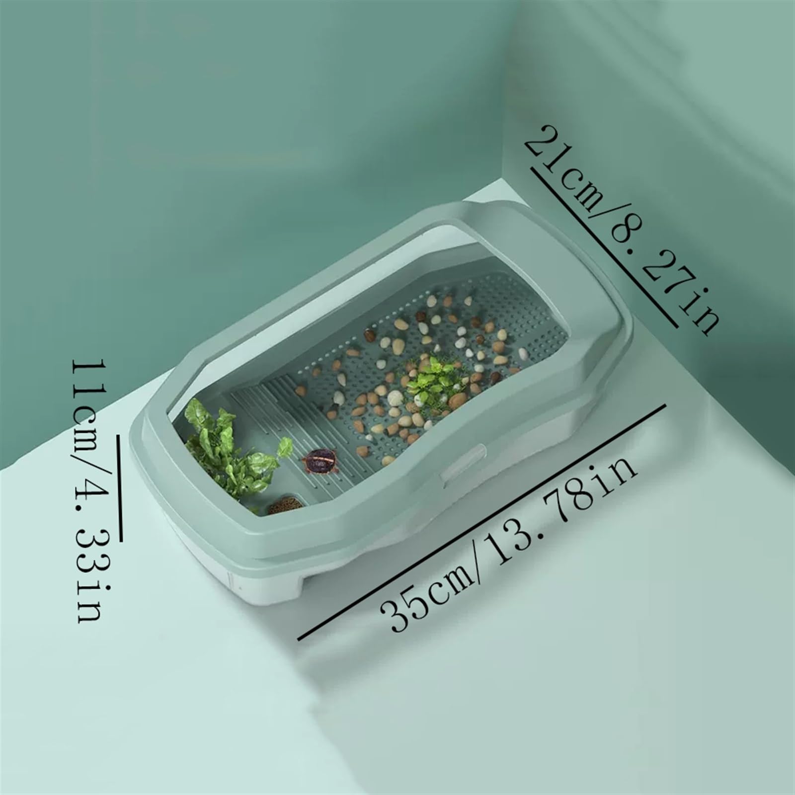 Aquarium Aquarium, Schildkrötenbecken mit Sonnendeck, kann Wasserpflanzen züchten, kleines Aquarium, Schildkrötenbox, große Heimtierfütterung, um ein Entkommen zu verhindern Aquarium Starter Kits(Klei