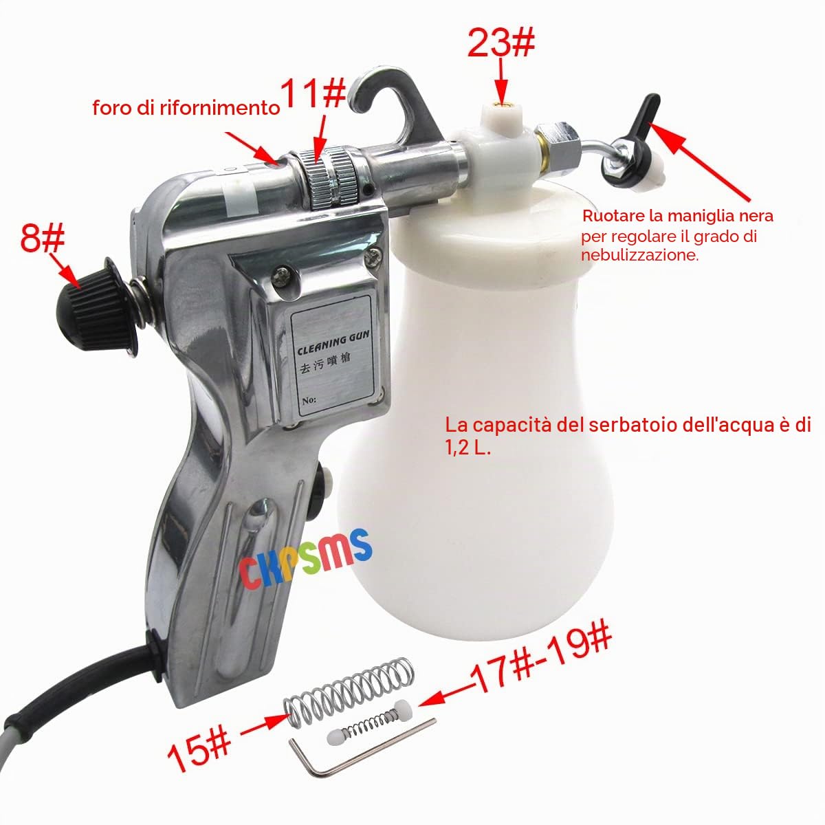ckpsms Marca- Pistola per la Pulizia delle Macchie Tessili #KP-170A 220V 1SET per stampanti serigrafiche/Pulizia di Cristalli e Rocce