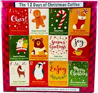Christmas Sampler Gift 12 Days of Coffees Advent Calendar Christmas Gourmet Gift Box Set Flavored Coffee- Best Xmas Present For Friends, Family, Corporate, Coworkers, or Teachers (Coffee) - coolthings.us