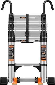 Telescopic Ladder with Non-Slip Feet,3.2M/10.5FT Aluminium Extension Loft Ladder with Stabilizer Bar and Detachable Hooks, Multi Purpose Extendable Portable Folding Ladders, step ladder(3.2M/10.5FT) : Amazon.co.uk: DIY & Tools