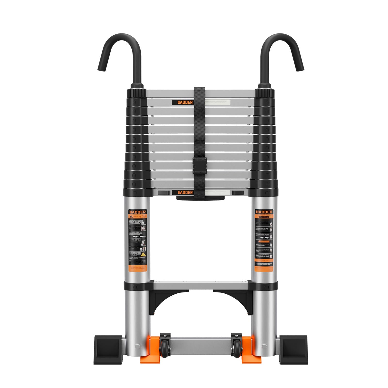 Telescopic Ladder with Non-Slip Feet,3.2M/10.5FT Aluminium Extension Loft Ladder with Stabilizer Bar and Detachable Hooks, Multi Purpose Extendable Portable Folding Ladders, step ladder(3.2M/10.5FT)