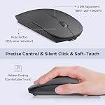 Wireless Mouse for MacBook Air/Pro, USB A & USB C Rechargeable Laptop Mouse, Slim Portable Optical Mice, Quiet Click, Long Battery Life, Adjustable DPI for PC, Desktop, Mac Computer, iPad -Black