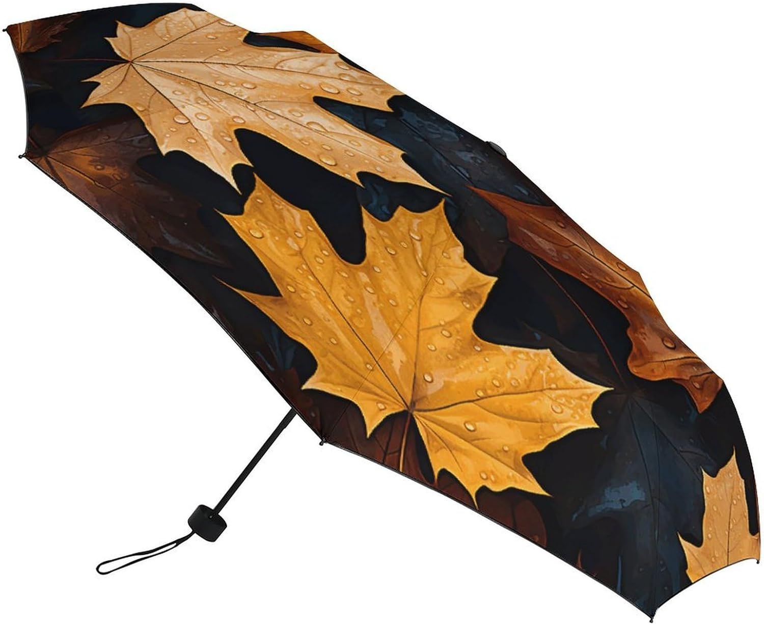 Windproof Travel Umbrella Maple Leaf Art Painting Folding Small Sun Umbrella Lightweight Small And Compact Suit for Pocket