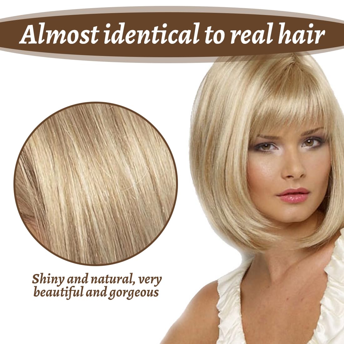 Peruka blond, 55 cm średnia długość warstwowe proste syntetyczne włókno na ramię długość włosów, wygodne i łatwe do noszenia, łatwe do czyszczenia, blond