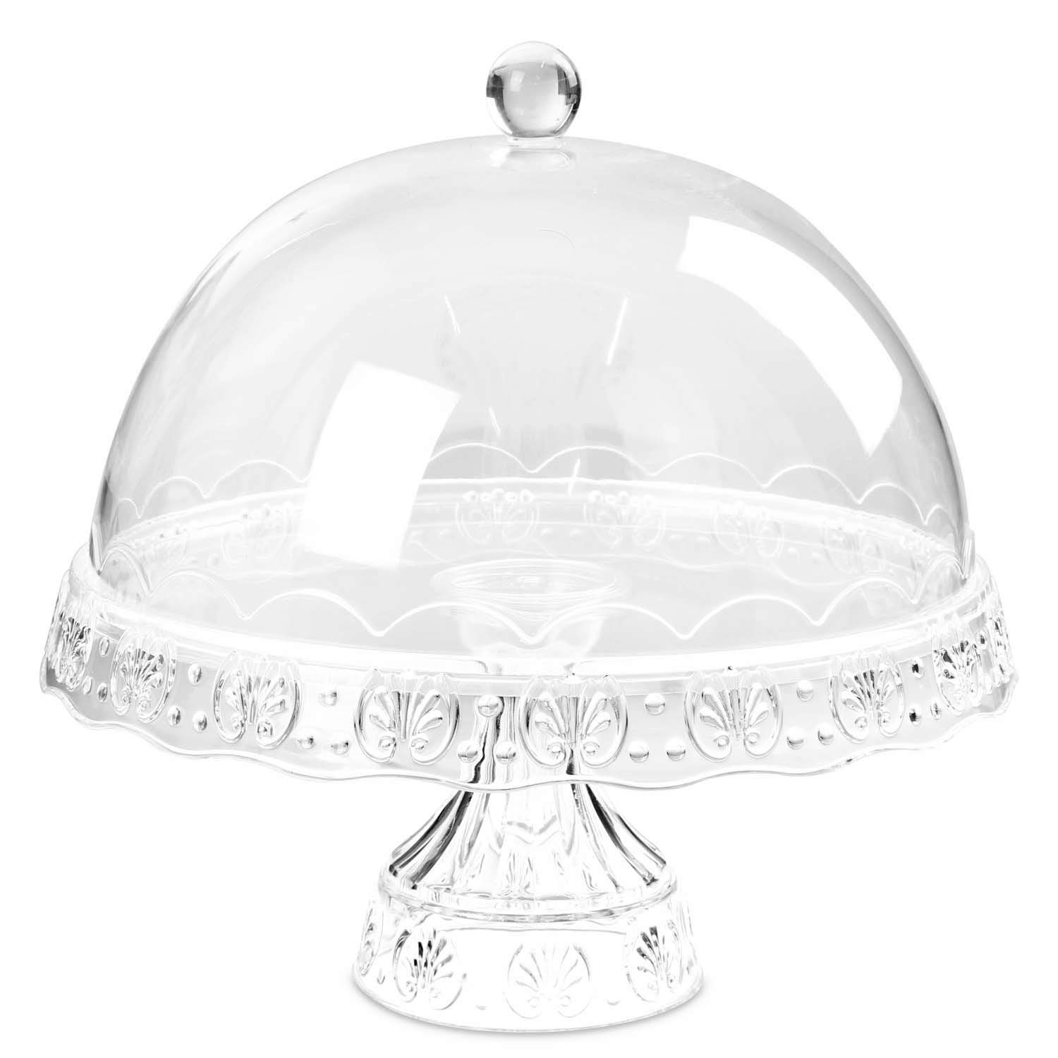 Reusable Plastic Birthday Cake Cupcake Cookie Muffin Display Serving Plate with Dome Lid