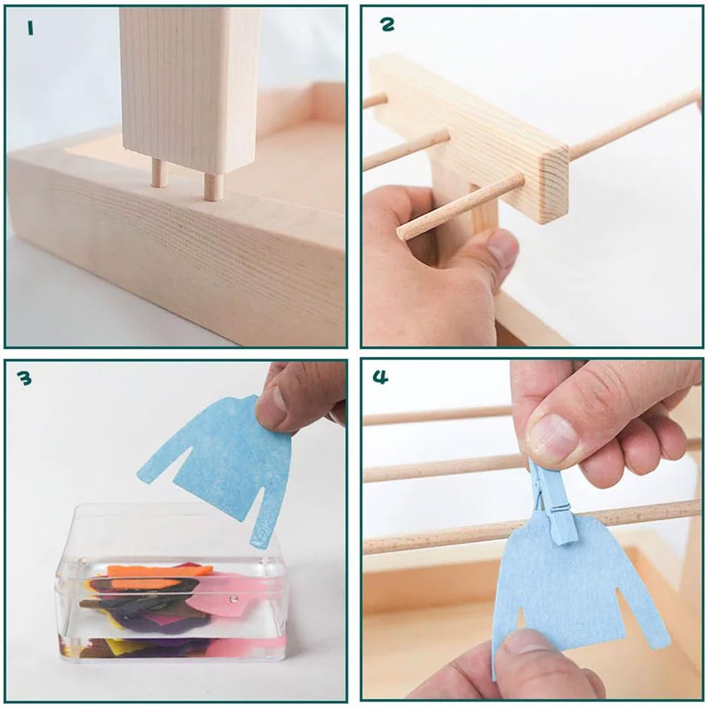 Jouet Montessori en Bois pour sécher Les vêtements - Vie Pratique
