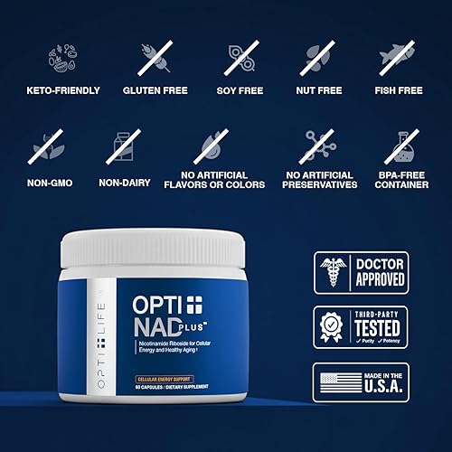 Miniatura 3 de Opti + NAD Plus Cápsulas  Suplemento NAD+ con cloruro de ribósido de nicotinamida  Apoya la energía, el envejecimiento saludable, el metabolismo y