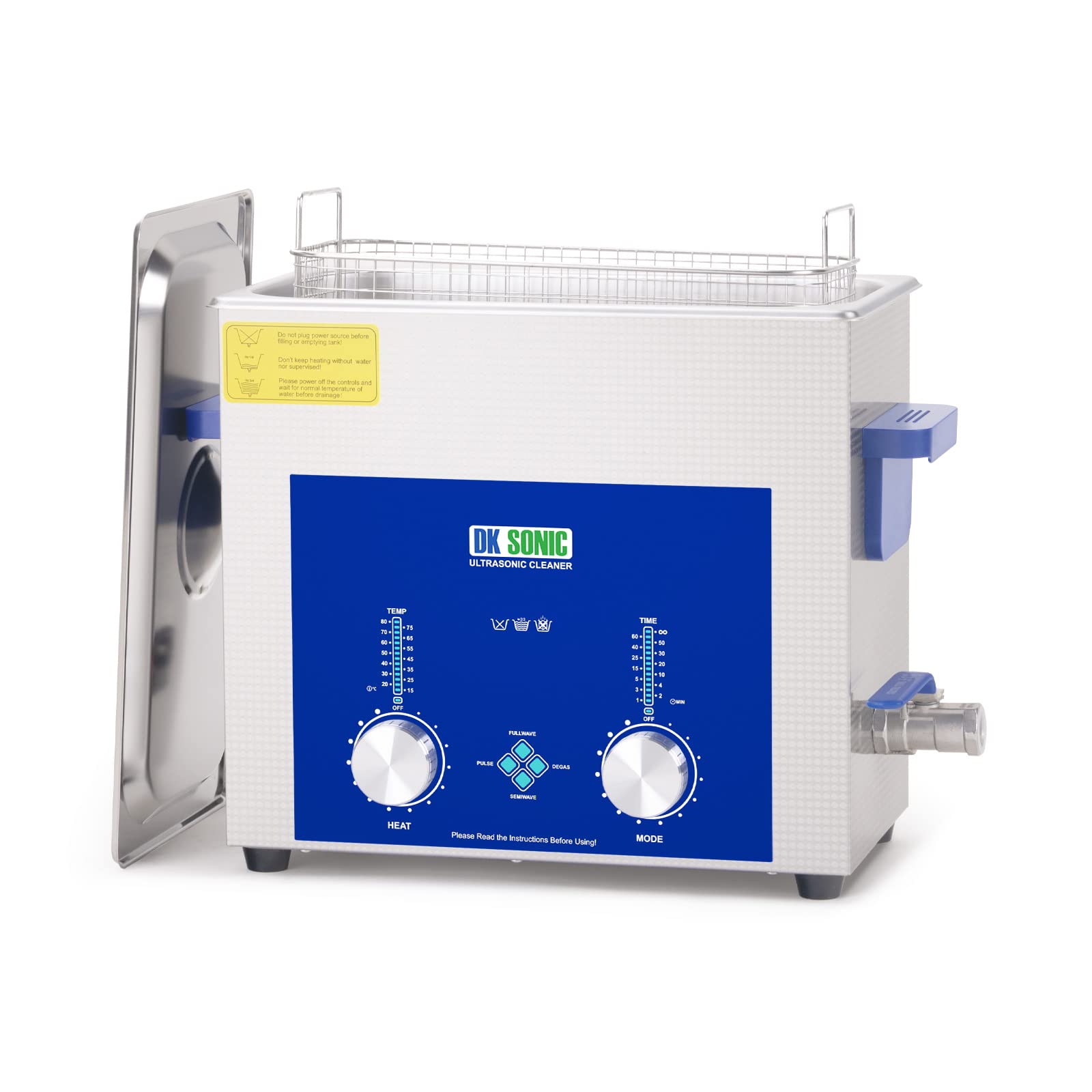 DK SONICIndustrial Ultrasonic Cleaner 6L,180W Commercial Sonic Cleaner with Encoded Timer,Heater&Basket, Multiple Functions for Carburetors, Motorcycle Engines, Chains