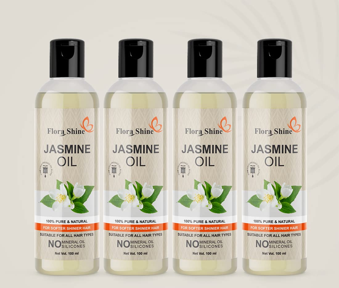 100% Pure Jasmine Flower Oil - Cold Pressed - For Hair, Skin & Body 100mL 4 Bottle 400 ml