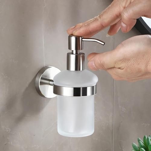 Miniatura 6 de Dispensador de jabón de manos para montaje en pared, botella de bomba de vidrio para cocina y baño, dispensador de jabón para platos con bomba de