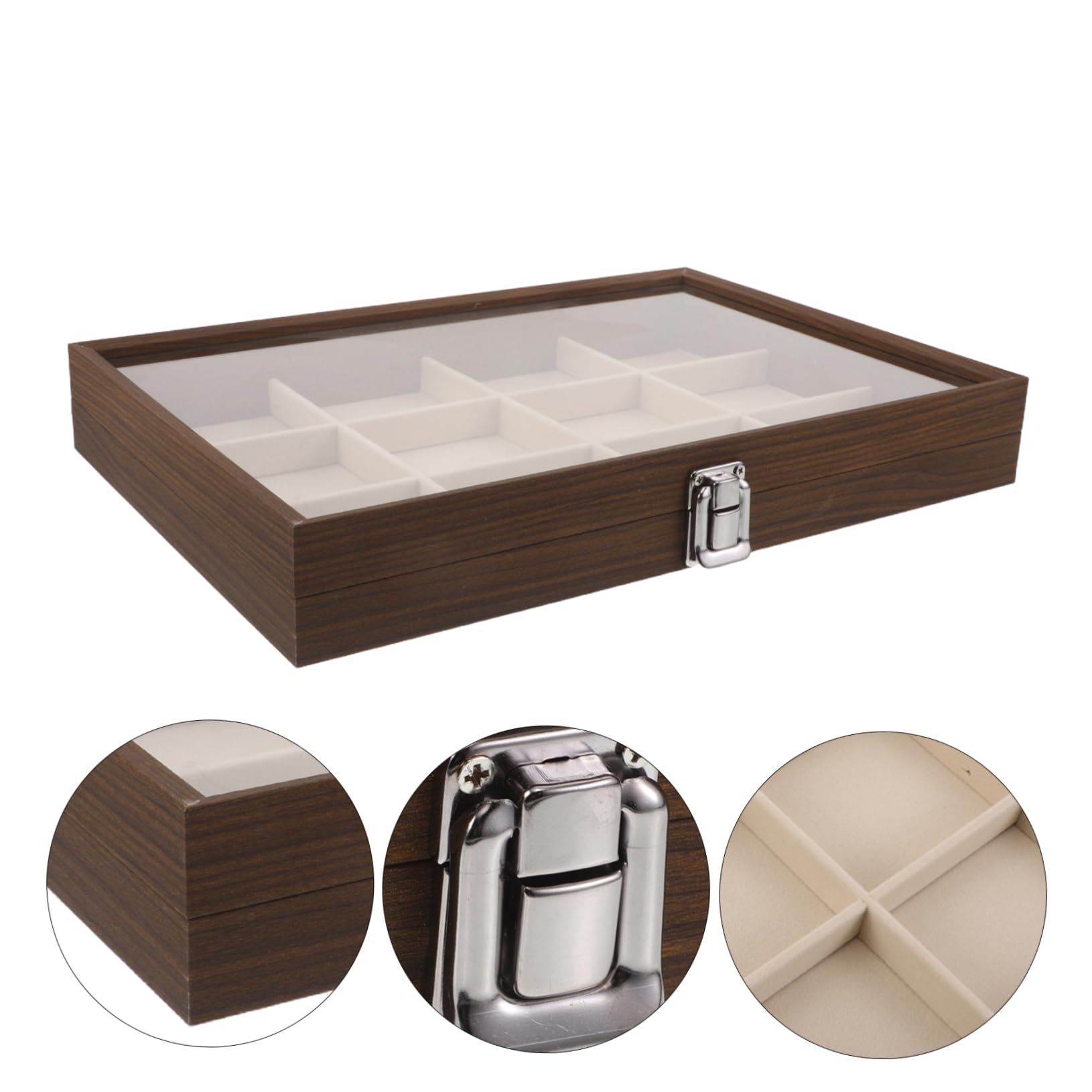 Ipetboom caja de almacenamiento de joyas organizador de almacenamiento de joyas de collares Vitrina de anillo madera