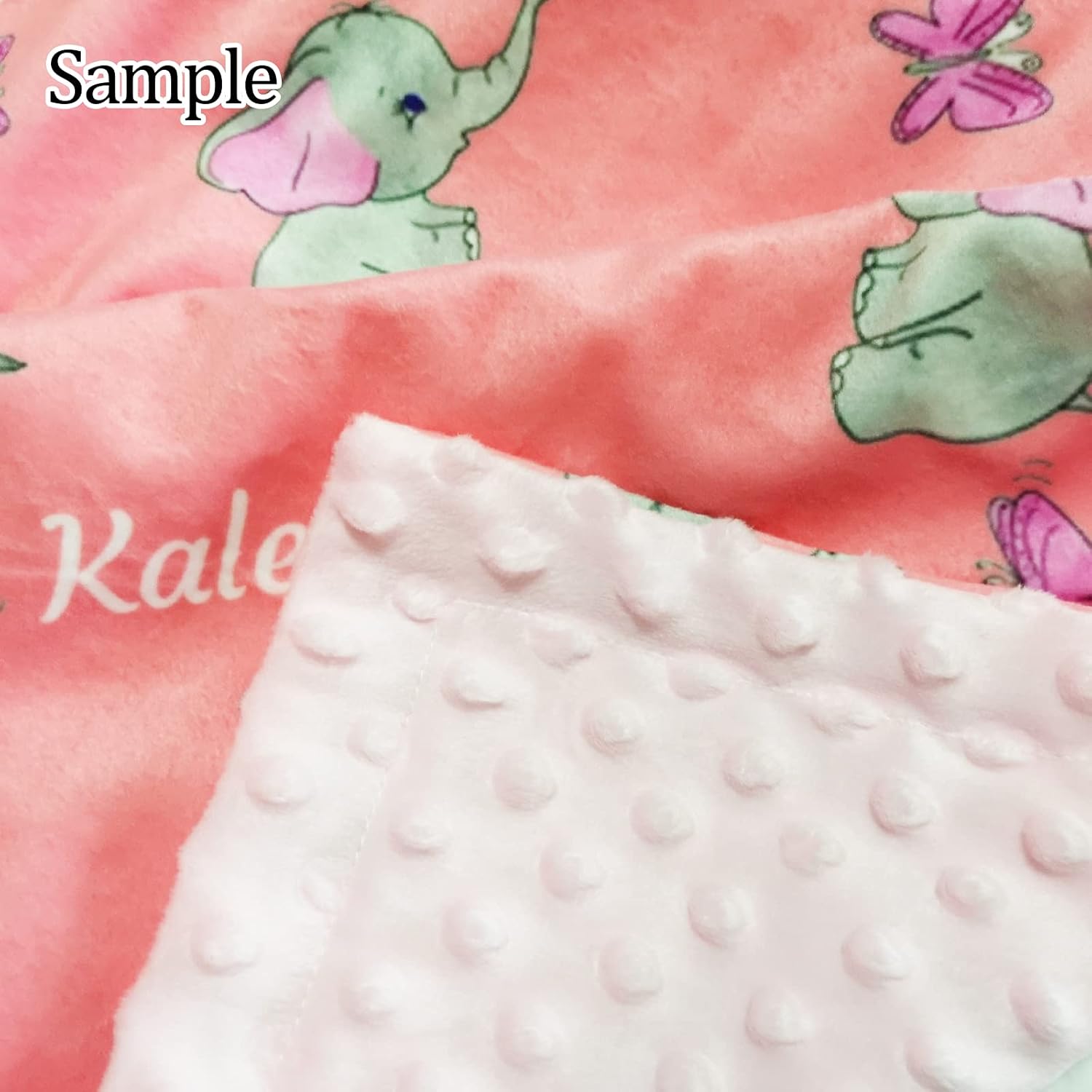 Lovely Elephant Personalized Baby Blankets for Boys and Girls with Name, Soft Plush and Cozy Minky Dot, Customized Baby Newborn Gifts,30" X 40"