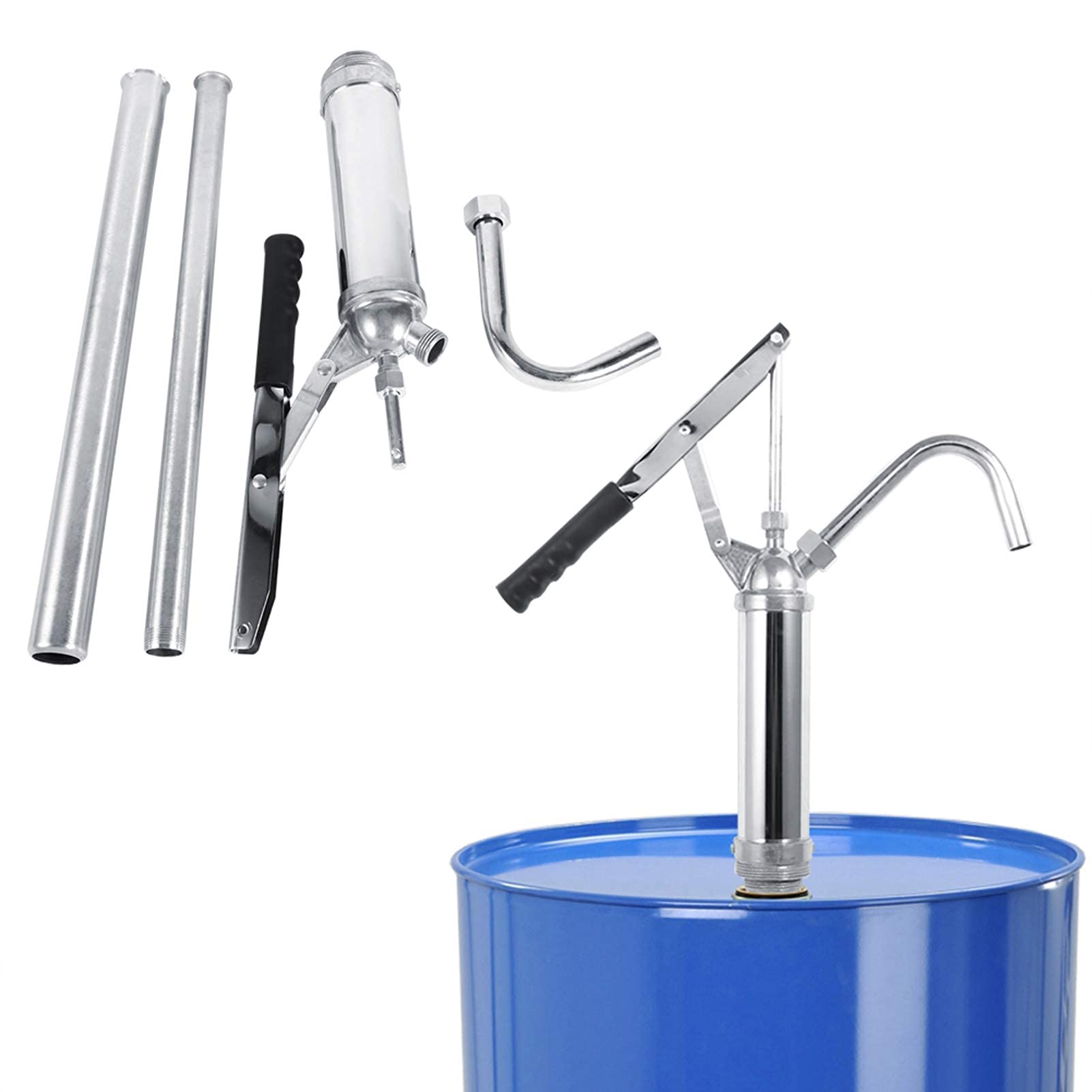 Wakects Levier de Pompe télescopique, 20L / Min Pompe de Transfert de Fluide rotative télescopique 46-91,5 cm, Pompe Manuelle pour fûts d'huile Pompe à Essence Outil