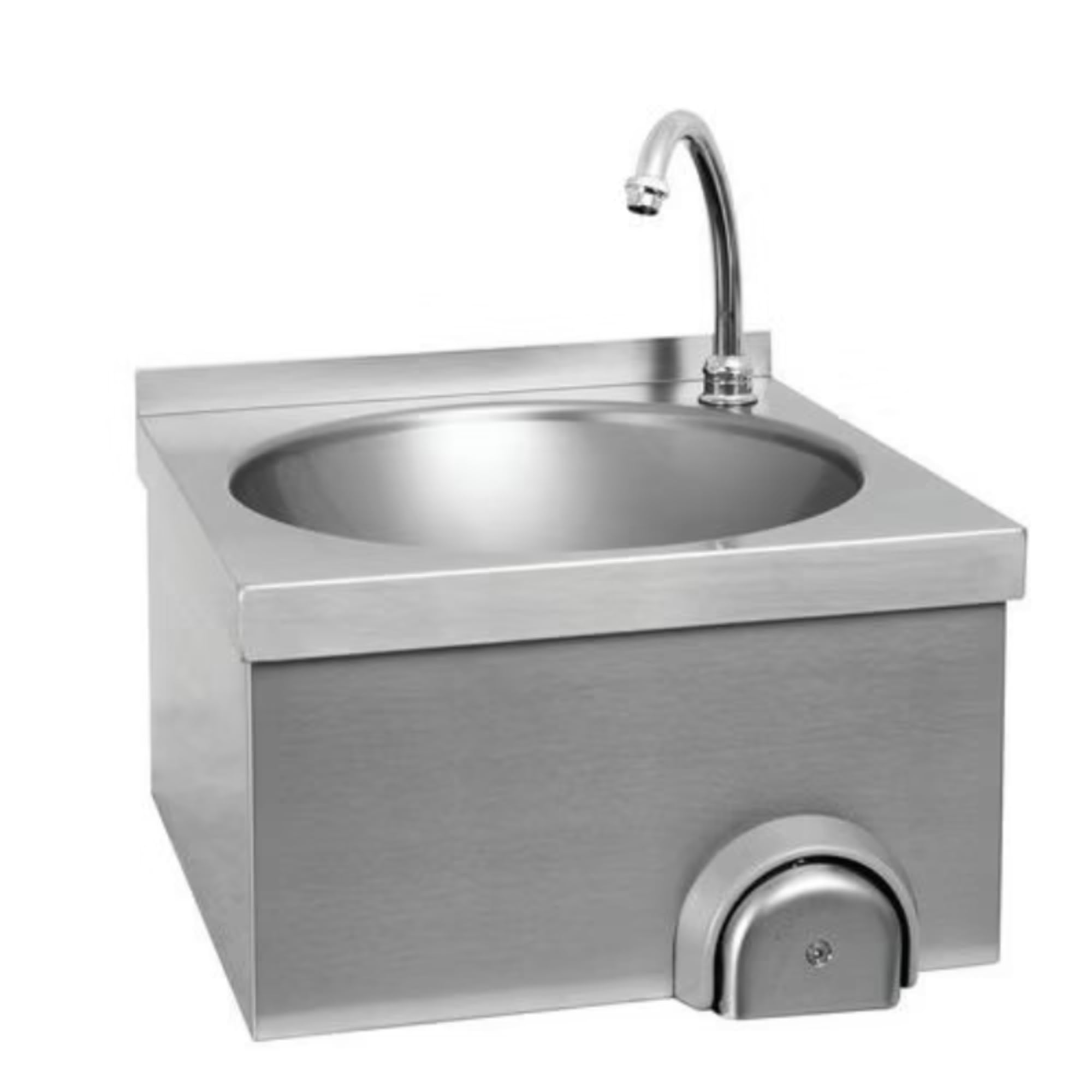 Générique Lave-Mains INOX à Commande au Genou - Compact - sans Contact - Eau Froide - 40 x 40 cm
