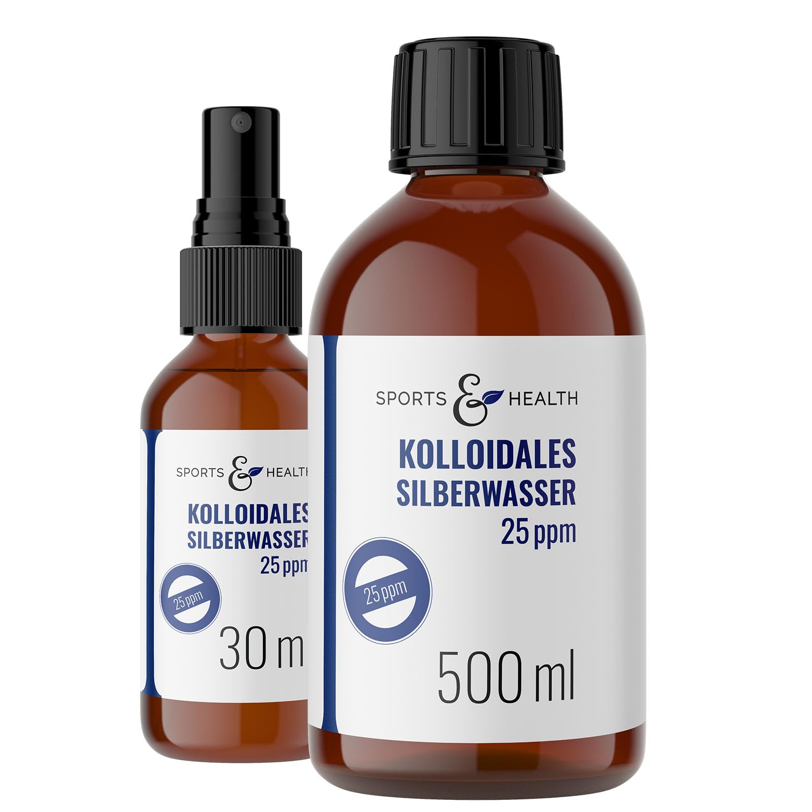 Kolloidales Silber - 25ppm + Extra Sprühflasche – 500 ml Braunglasflasche – Made in Germany (500 ml)