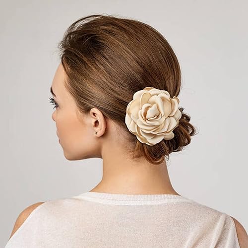 Miniatura 4 de Cinaci Paquete de 10 cintas elásticas de goma elásticas de 4 pulgadas hechas a mano con diseño de rosas sólidas, bandas para el cabello, bandas para