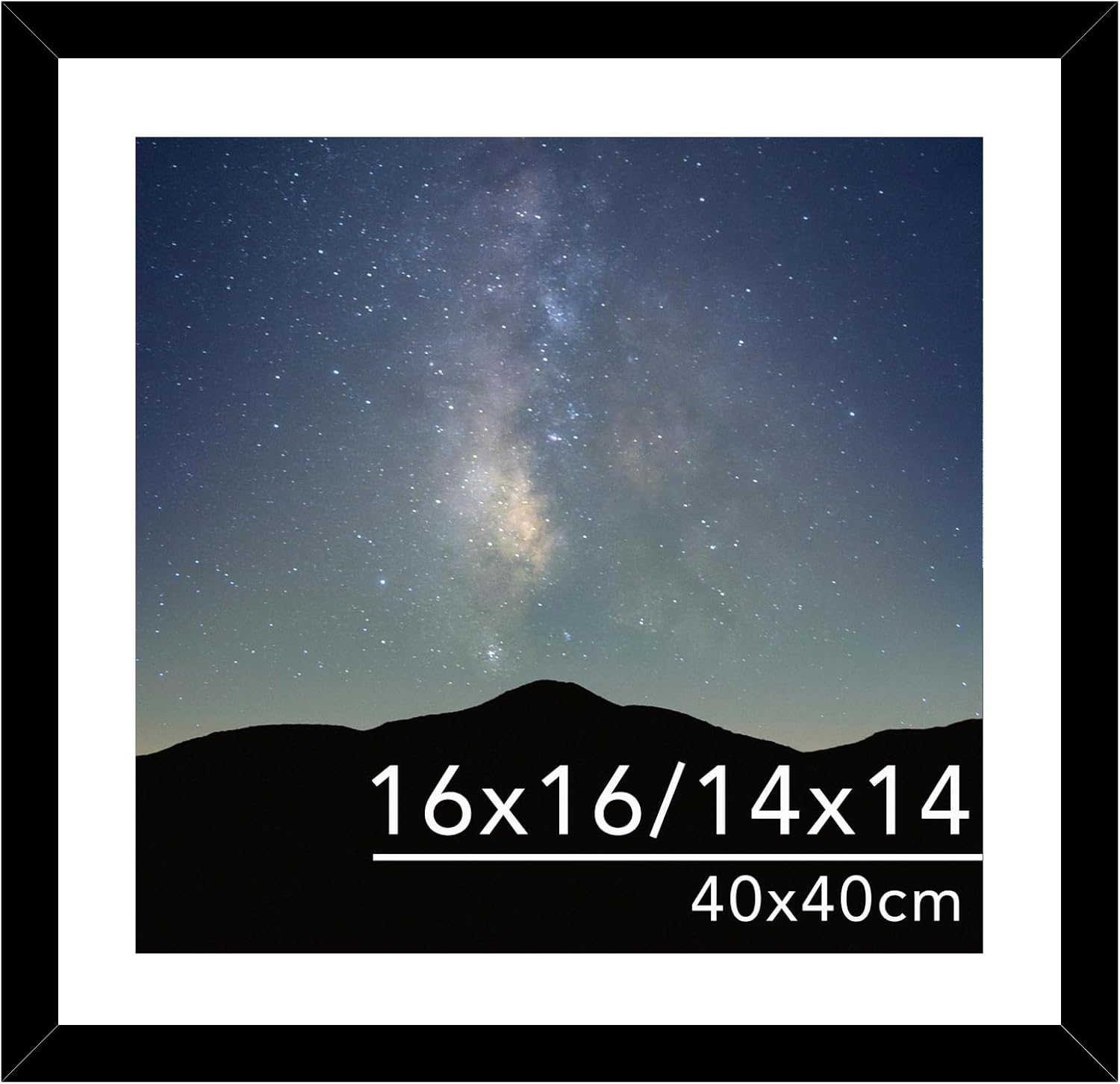 16x16 Picture Frame Black with 14x14 Mat for 40 x 40cm Diamond Art Painting, Display Photo 14x14 with Mat or 16 x 16 Without Mat, Wall Hanging Large Frame with Plexiglass, Black Black 1