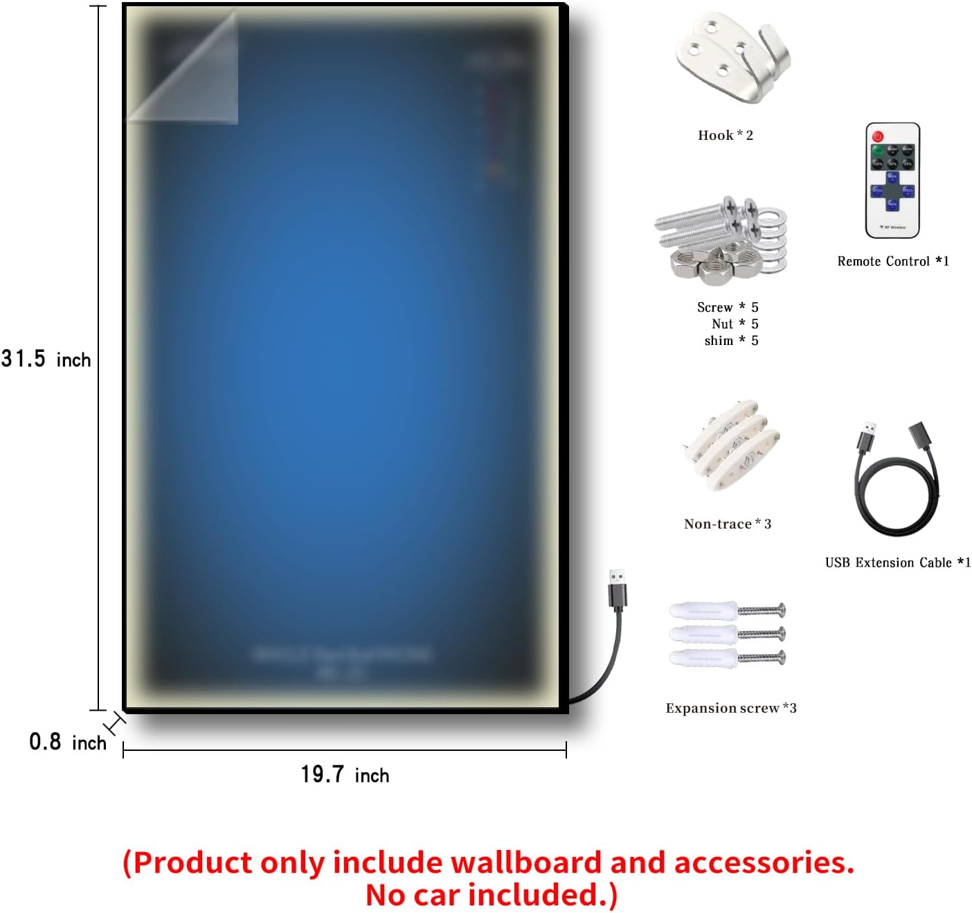 iLuane Display Wallboard for LEGO Technic Racing RB20 42206 Model Car Building Sets, Adult Collectibles Wall Mount, Room or Office Decor, Built-in LED Lighting (No Car Included)
