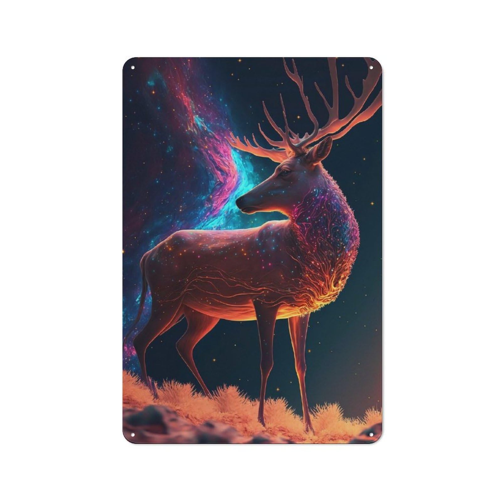Vintage Cosmic Deer Metal Plaque 30x20cm, Kitchen Wall Decor for Restaurant, Kitchen, Counter Or Breakfast Nook